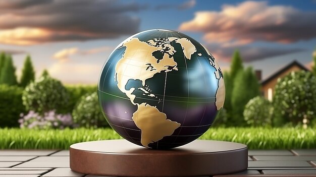 Photo free_photo_3d_render_of_a_grassy_globe_with_a_seedli