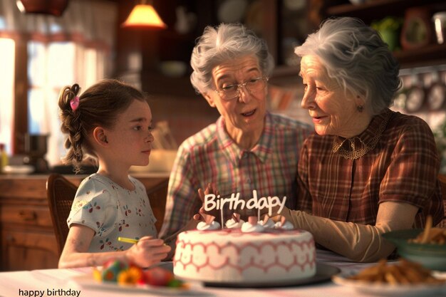 Photo des frères et sœurs sourds souhaitent à leur sourd un joyeux anniversaire par des signes