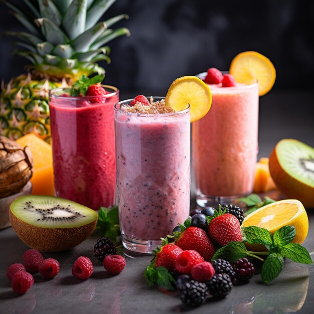 Photo fresh fruit smoothies