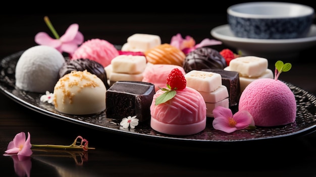 friandises mochi colorées et sucrées