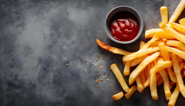 Les frites croustillantes ultimes et un accompagnement de ketchup