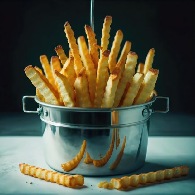 Des frites dans une friteuse