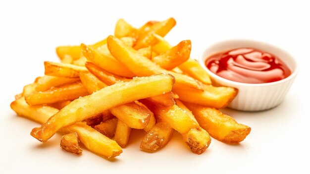 Des frites délicieuses et du ketchup. Une nourriture délicieuse.