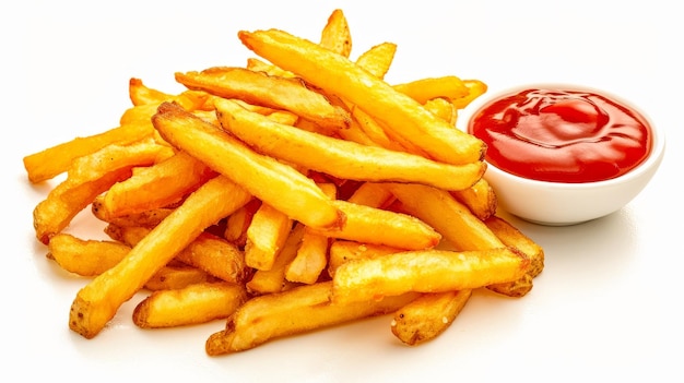 Des frites délicieuses et du ketchup. Une nourriture délicieuse.