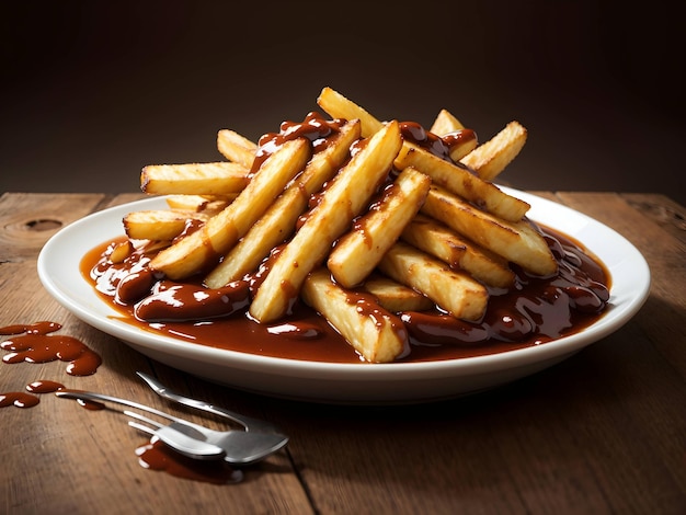 frites avec du ketchup sur la plaque