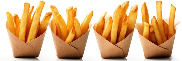 Frites sur fond blanc ai générative