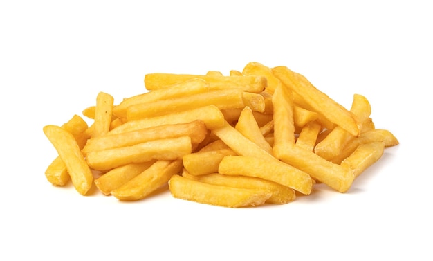 Photo frites sur fond blanc