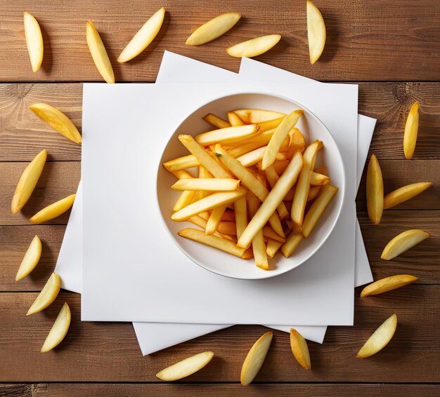 frites sur fond de bois