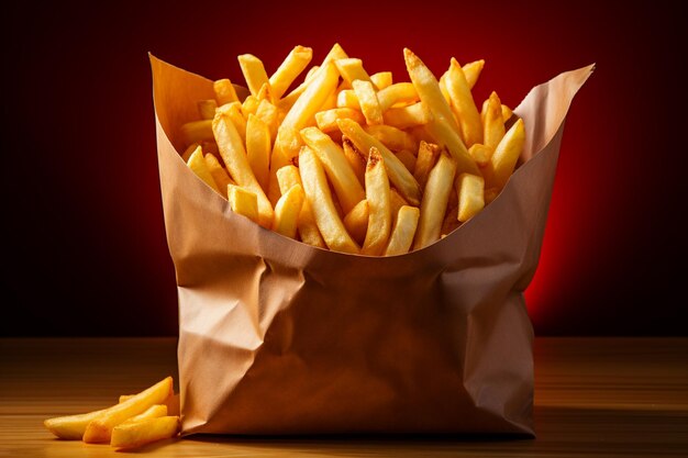 frites frites salées dans des sacs en papier