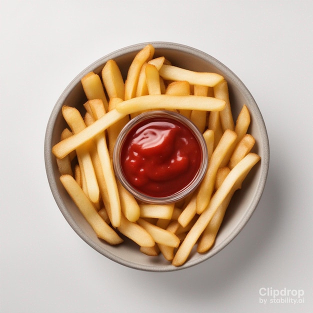 frites avec ketchup sur bol en papier