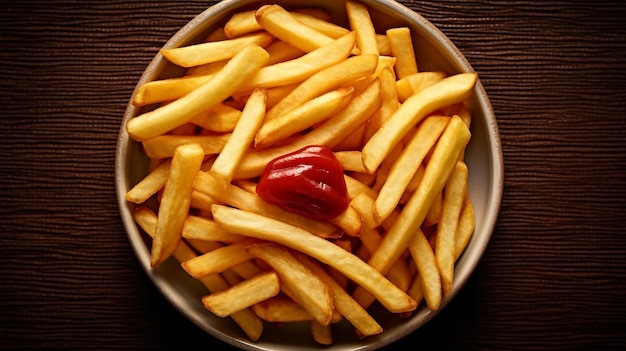 Frites avec ketchup concept de restauration rapide aliments malsains