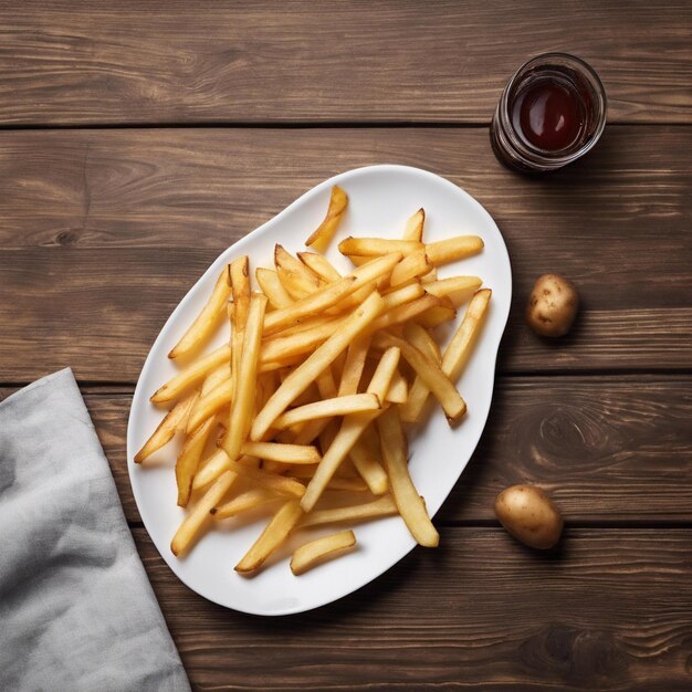 Des frites de pommes de terre dans une assiette