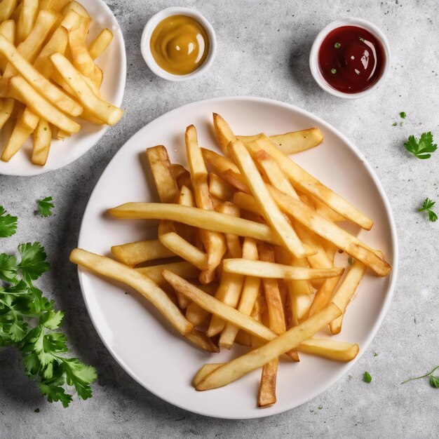 Des frites de pommes de terre dans une assiette