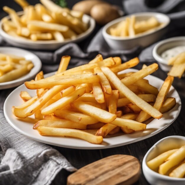 Des frites de pommes de terre dans une assiette