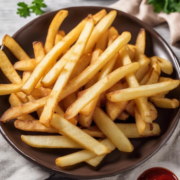 Des frites de pommes de terre dans une assiette