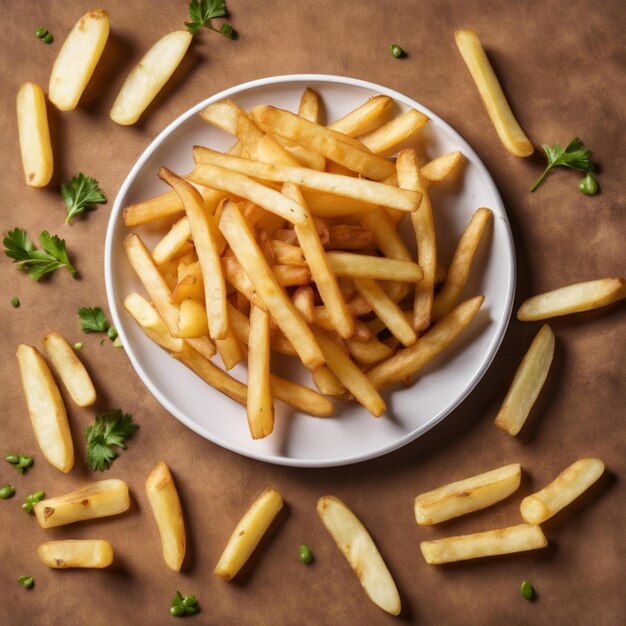 Des frites de pommes de terre dans une assiette