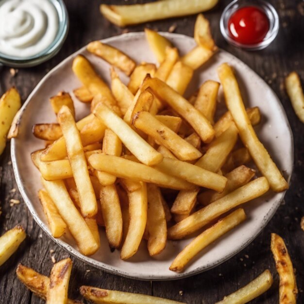 Des frites de pommes de terre dans une assiette