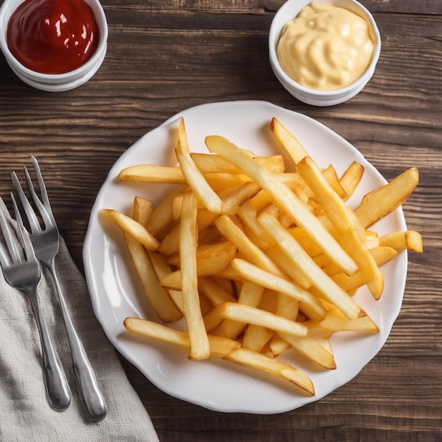 Des frites de pommes de terre dans une assiette