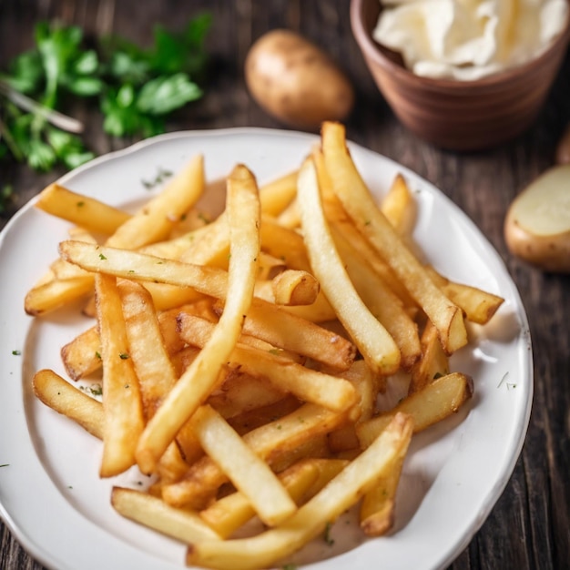 Des frites de pommes de terre dans une assiette