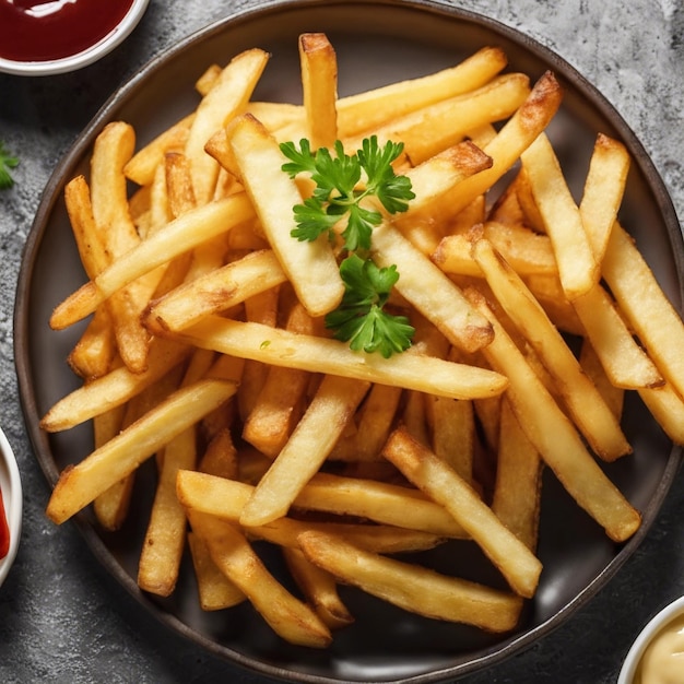 Des frites de pommes de terre dans une assiette