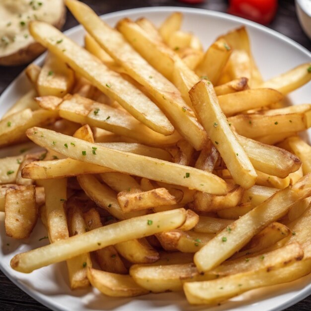 Des frites de pommes de terre dans une assiette