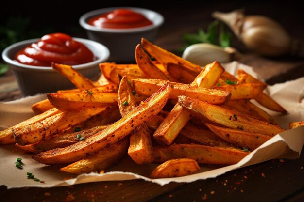 Frites de pommes de terre Sriracha sucrées et épicées