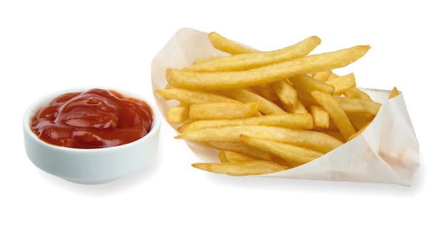 Frites restauration rapide ketchup nourriture déjeuner emporter frites