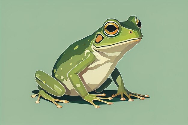 Photo frog sur un fond vert illustration vectorielle d'une grenouille ai générative