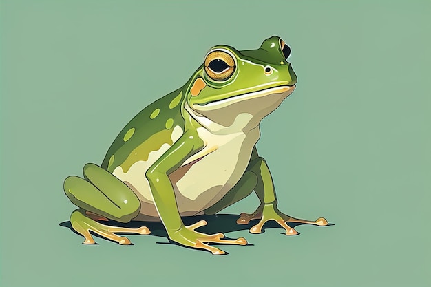 Photo frog sur un fond vert illustration vectorielle d'une grenouille ai générative