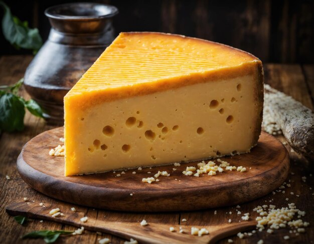 Le fromage Maasdam sur une table en bois