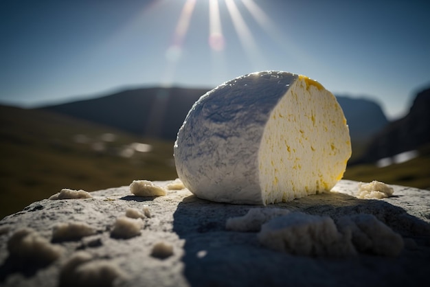 Fromage portugais Serra da Estrela un fromage à la crème à base de lait de brebis présenté sur une pierre