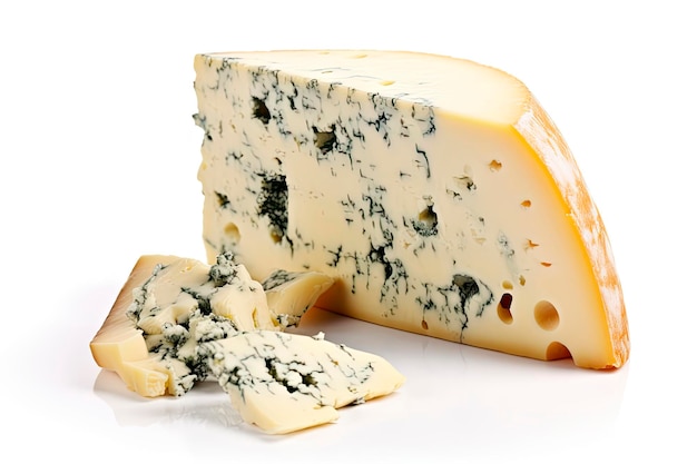 Fromage roquefort français isolé sur fond blanc