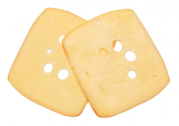 Photo fromage suisse ou cheddar sur espace blanc