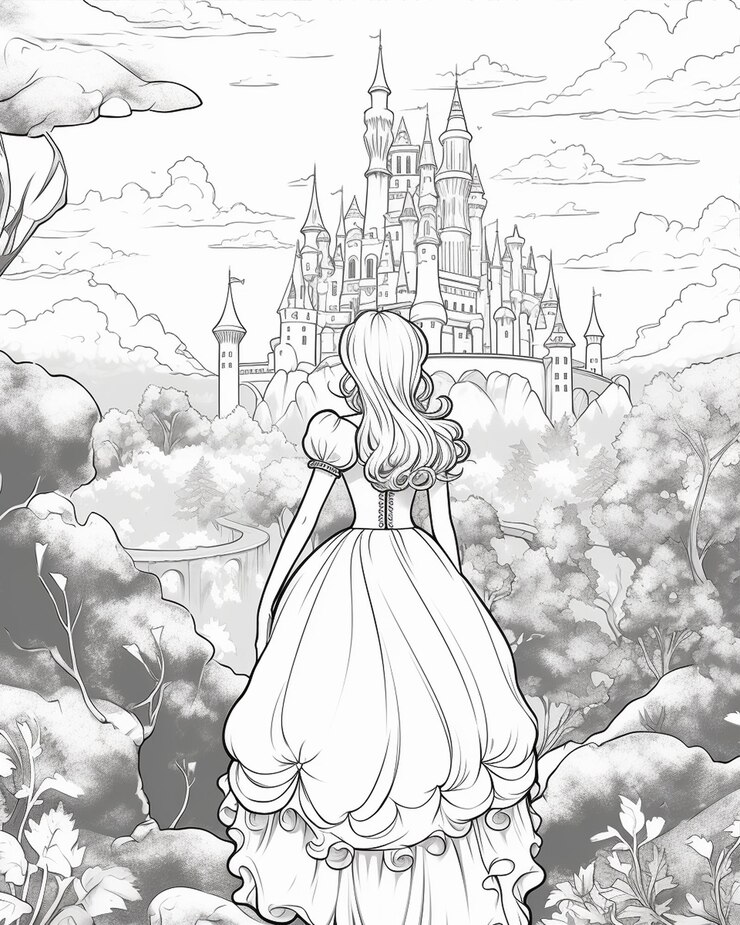 Le front du château de la princesse des contes de fées