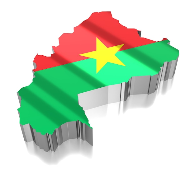 Photo les frontières du burkina faso et le drapeau illustration 3d