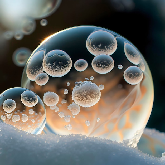 Frozen Bubble CloseUp Un aperçu d'un pays des merveilles d'hiver