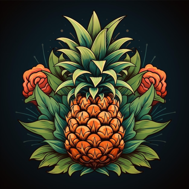 fruit d'ananas de logo de dessin animé