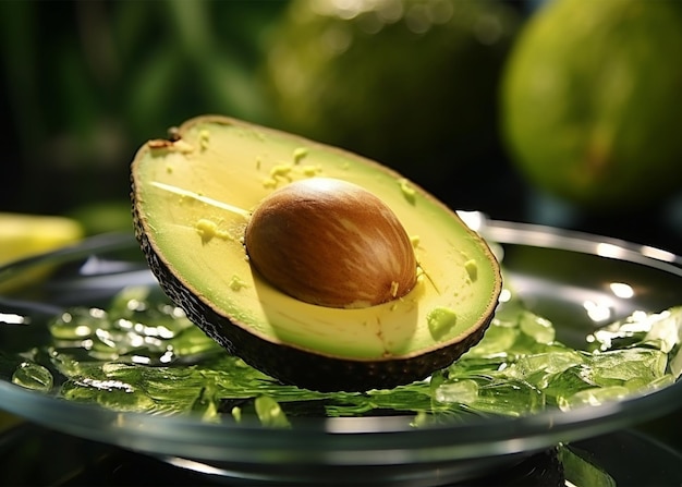 fruit d'avocat sur une assiette