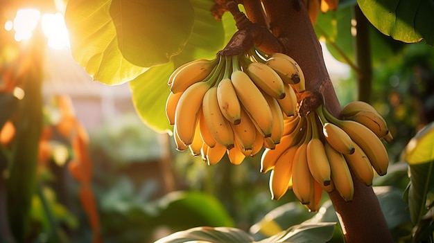 Fruit de banane Un bouquet de bananes délicieuses bananes mûres AI générative