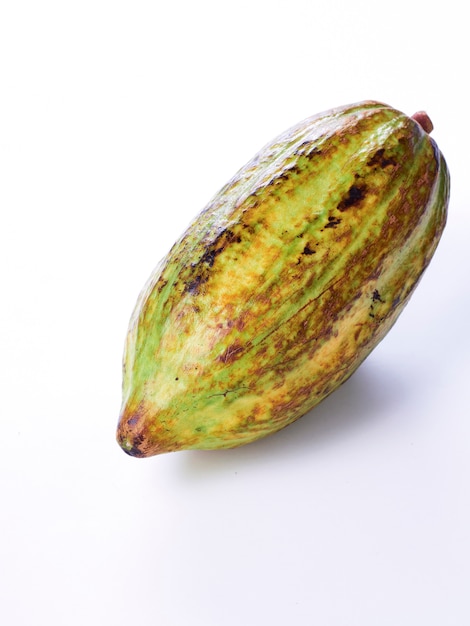 Fruit de cacao sur fond blanc