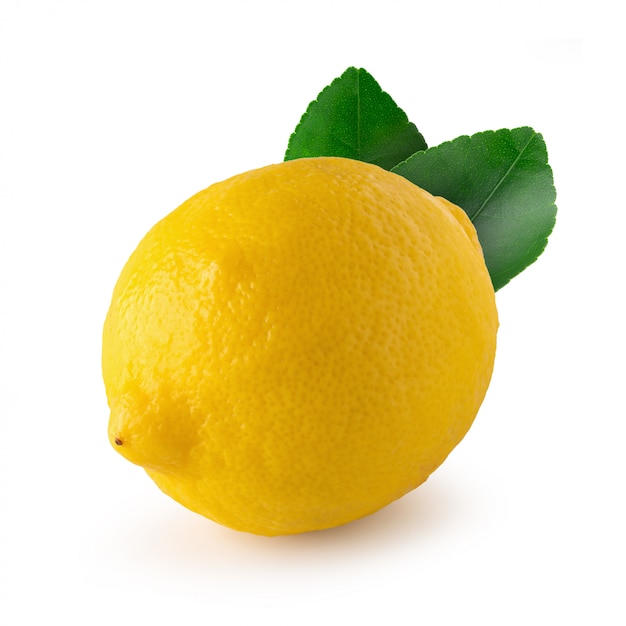 Fruit de citron jaune mûr isolé sur blanc