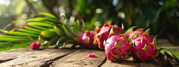 fruit de dragon sur fond de bois