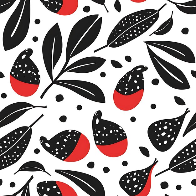 Fruit du pain avec silhouette de Kinkajou et design abstrait avec motif de carreaux d'art sans couture à l'encre de tatouage