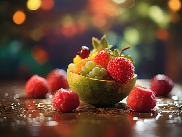 Fruit avec effet Bokeh IA générative