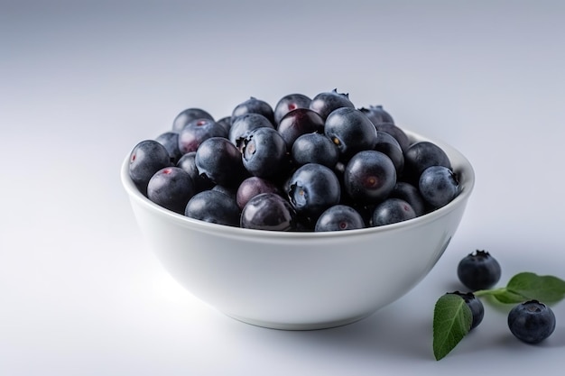 fruit esthétique dans un bol blanc avec vue sur fond blanc IA générative