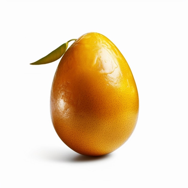 Un fruit jaune avec une feuille qui a le mot " dessus "