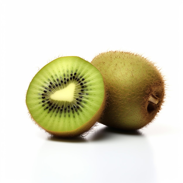 Photo un fruit de kiwi avec la moitié de son kiwi sur le dessus