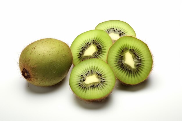 Fruit de kiwi tranché isolé sur fond blanc