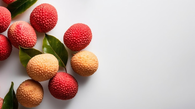 Fruit de litchi rouge sur fond blanc