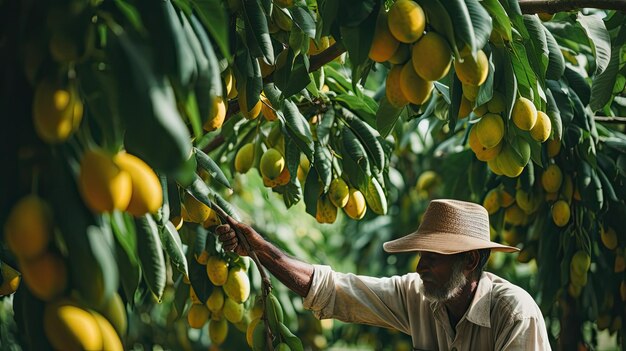 Fruit de mangue grimpant sur un arbre